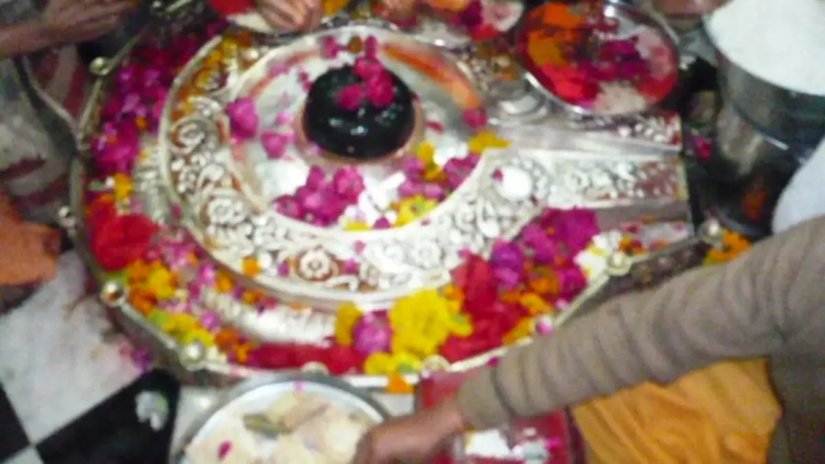Shivling puja with flower shringar